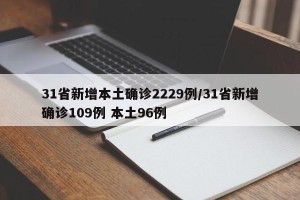 31省新增本土确诊2229例/31省新增确诊109例 本土96例